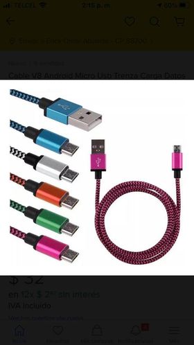 Cable usb de carga y datos colores econmico