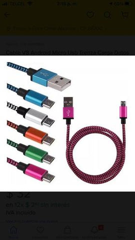 Cable usb de carga y datos colores econmico